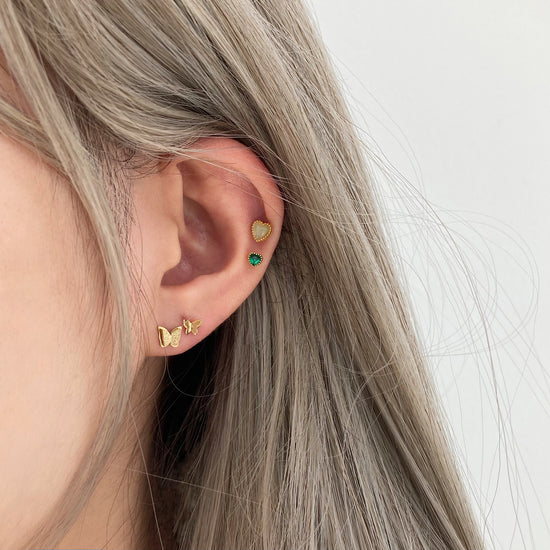 [มีในสต็อกตอนนี้] [ผ่าตัด] เจาะผีเสื้อคู่แวววาว (3 สี) 16G 