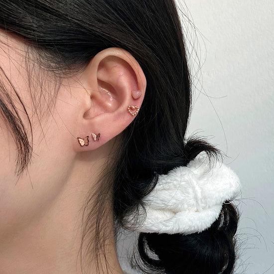 [มีในสต็อกตอนนี้] [ผ่าตัด] เจาะผีเสื้อคู่แวววาว (3 สี) 16G 