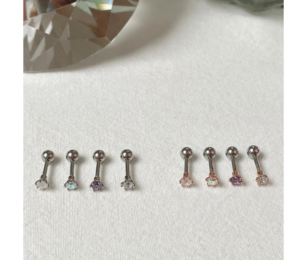 [サージカル]ホワイト クリスタル ホワイトオパール パープル AB (3Size 4Color) 16G サージカルキュービックピアス