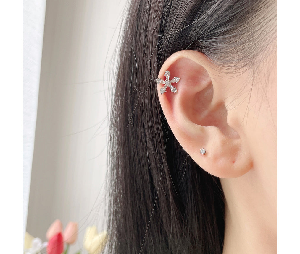 [サージカル]ホワイト クリスタル ホワイトオパール パープル AB (3Size 4Color) 16G サージカルキュービックピアス