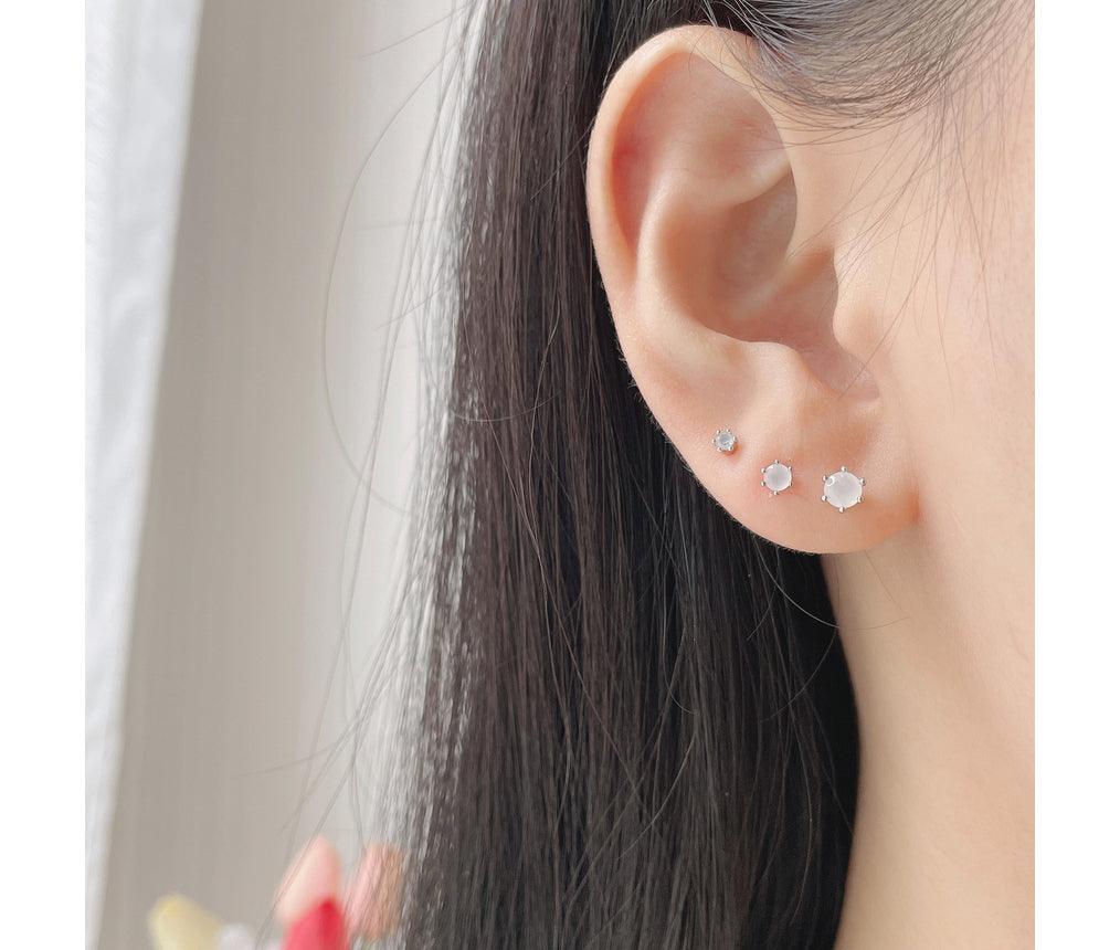 [サージカル]ホワイト クリスタル ホワイトオパール パープル AB (3Size 4Color) 16G サージカルキュービックピアス