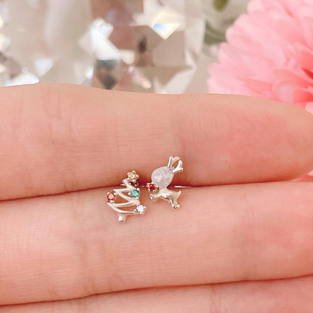 [925 Silver] Christmas Tree Reindeer (2 types) 20G Body Piercing Back Piercing Cartilage Piercing 