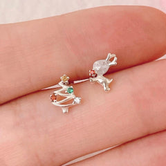 [925 Silver] Christmas Tree Reindeer (2 types) 20G Body Piercing Back Piercing Cartilage Piercing 