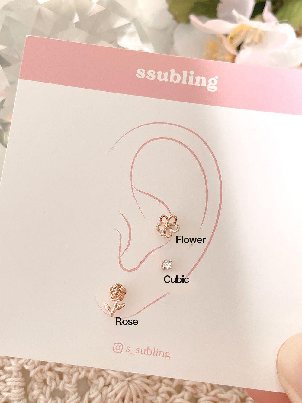 [Surgical] Flower Cubic Rose (3 Types 2 Colors) 16G 