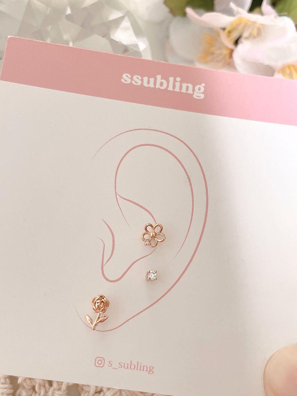 [Surgical] Flower Cubic Rose (3 Types 2 Colors) 16G 