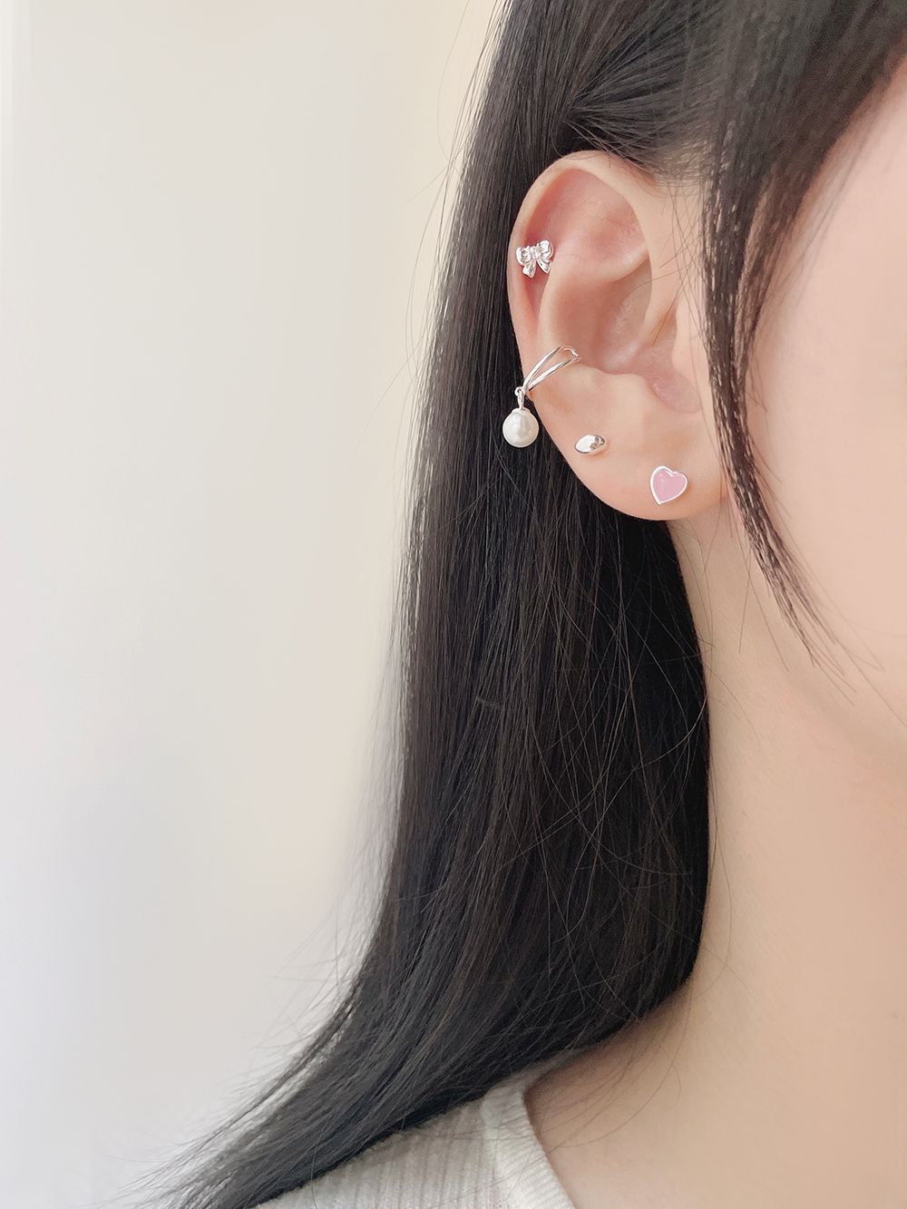 [925 Silver]パステル ハート (2Color) 18G ボディピアス キャッチ ピアッシング 軟骨ピアス