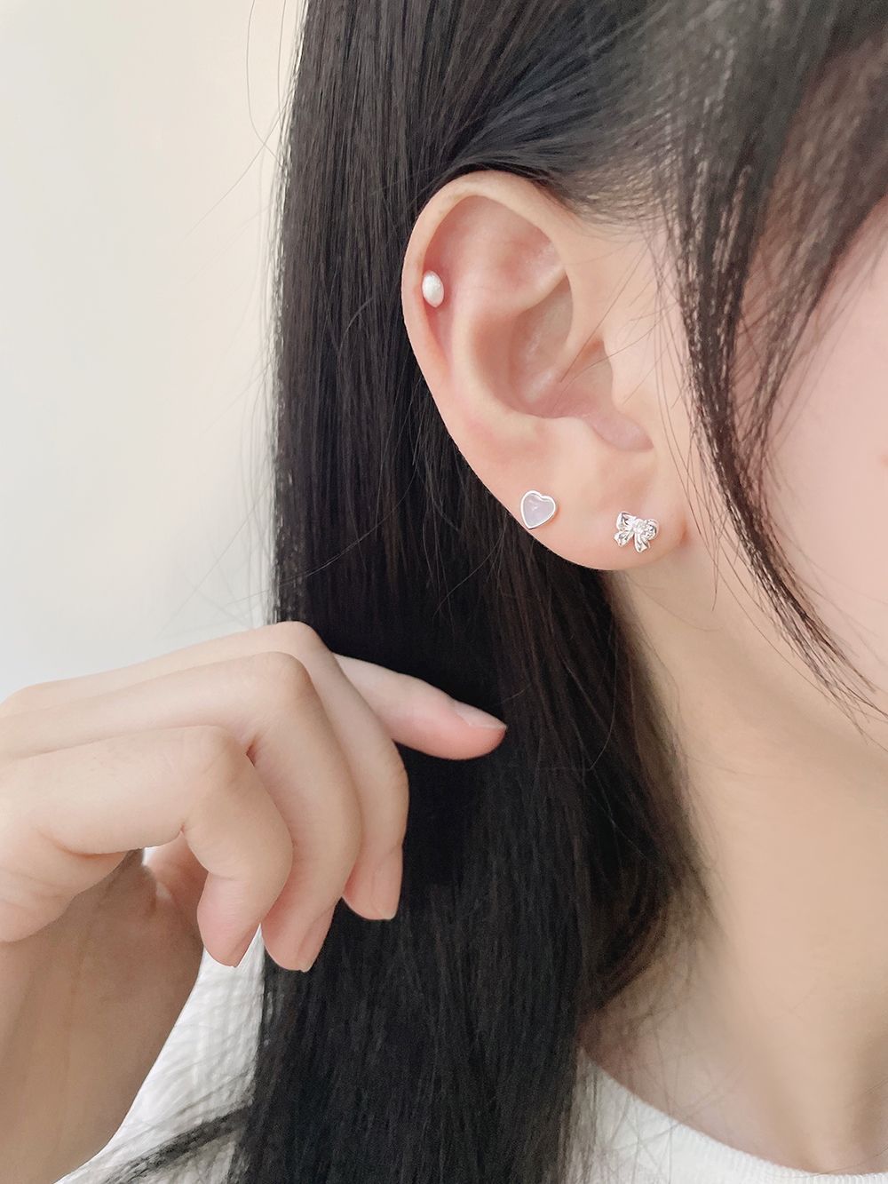 [925 Silver]パステル ハート (2Color) 18G ボディピアス キャッチ ピアッシング 軟骨ピアス