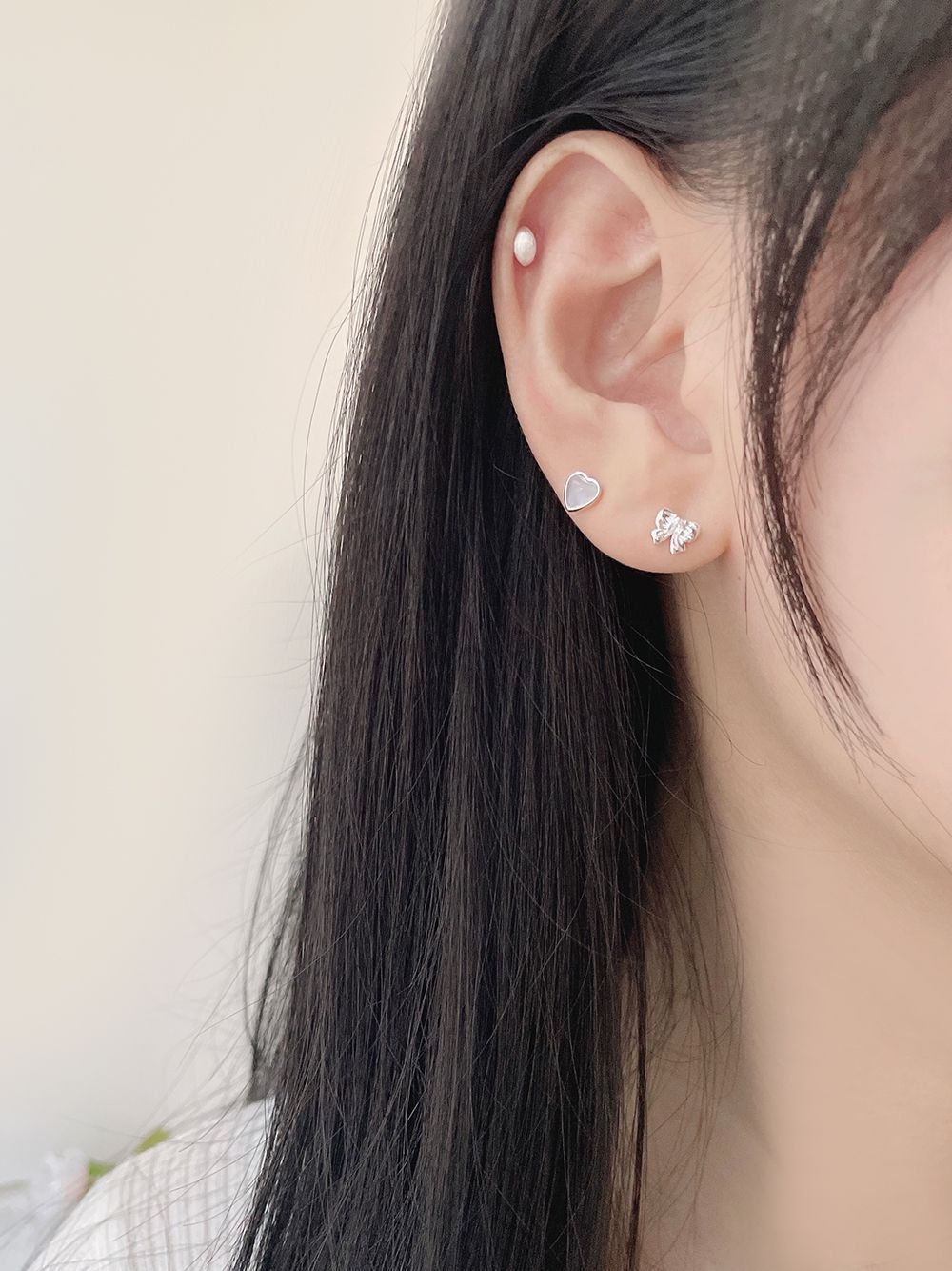 [925 Silver]パステル ハート (2Color) 18G ボディピアス キャッチ ピアッシング 軟骨ピアス