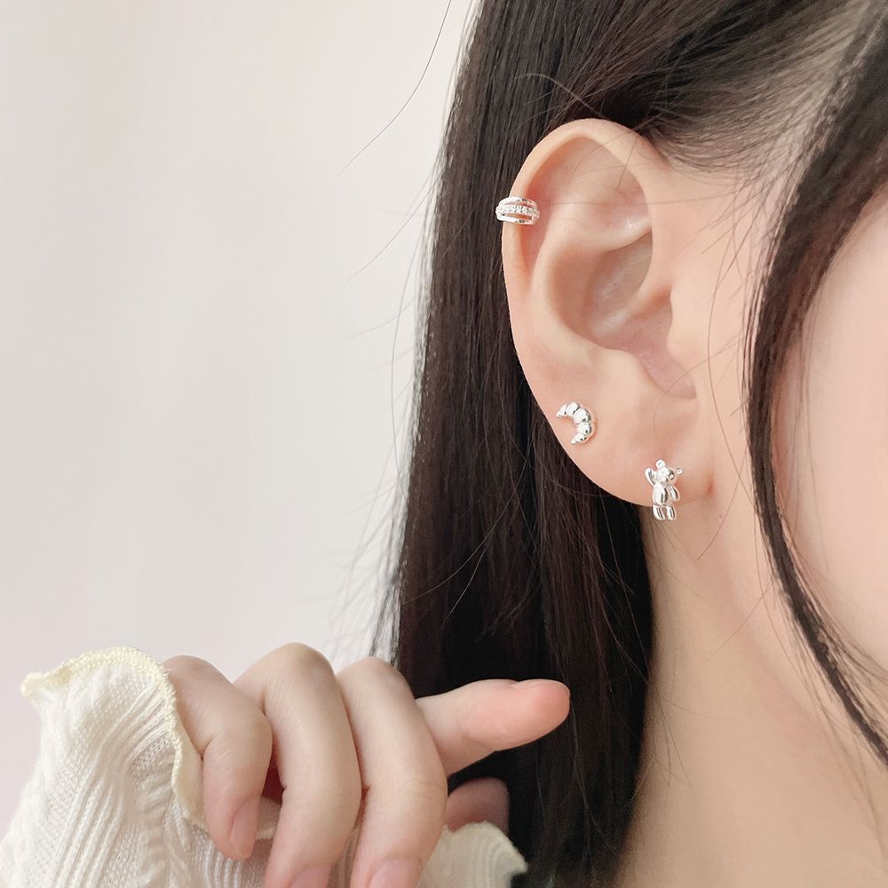 [925 Silver] Croissant 18G Body Piercing Back Piercing Cartilage Piercing 