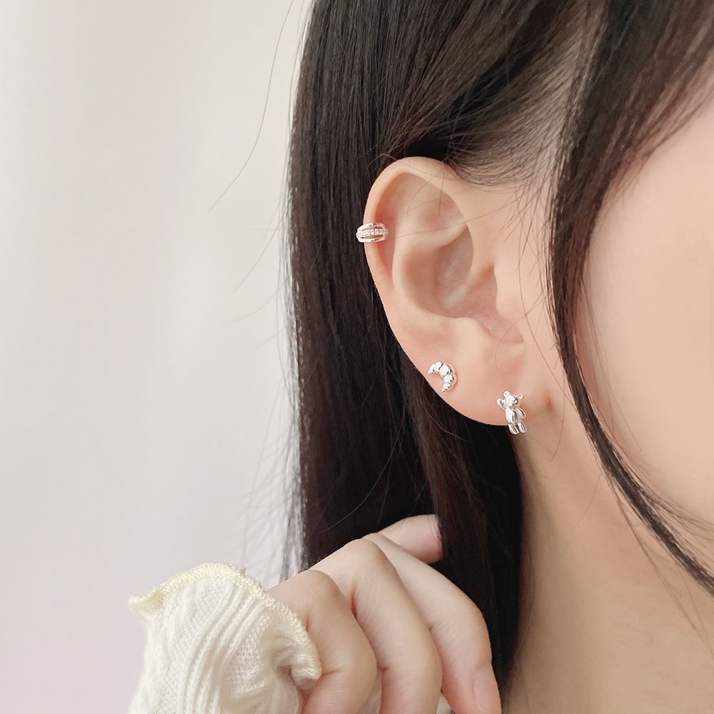 [925 Silver] Croissant 18G Body Piercing Back Piercing Cartilage Piercing 