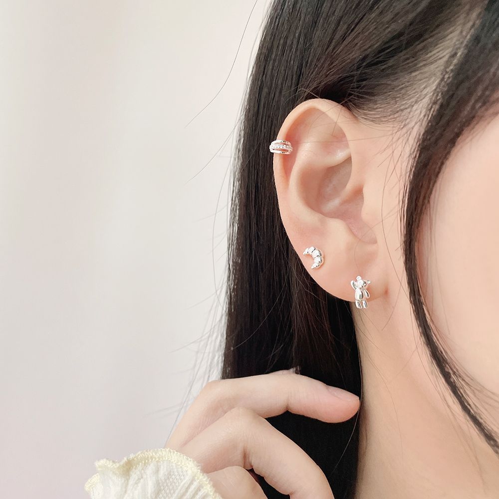 [925 Silver] Croissant 18G Body Piercing Back Piercing Cartilage Piercing 