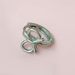 [Fully Surgical] Ribbon One-Touch Ring Earrings 18G 