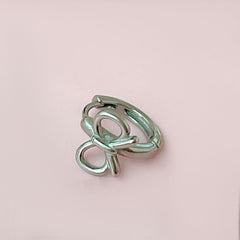 [Fully Surgical] Ribbon One-Touch Ring Earrings 18G 