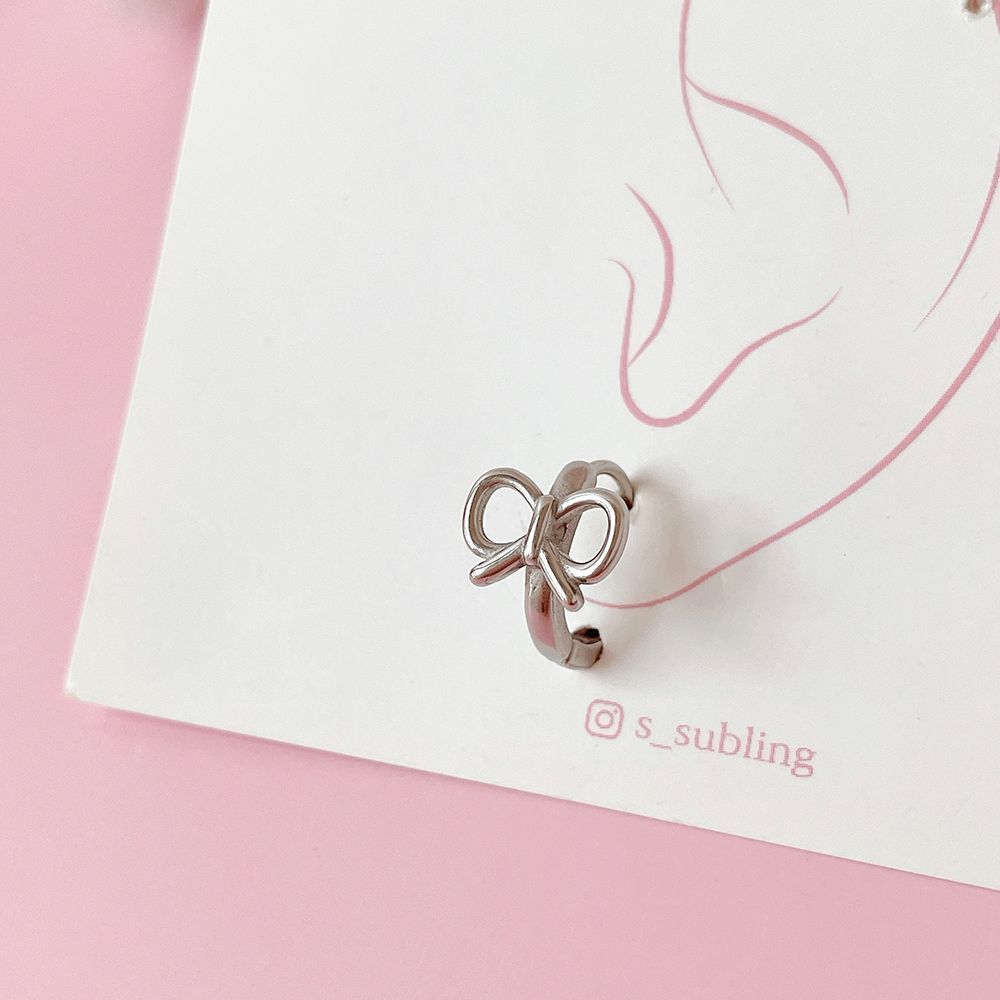 [Fully Surgical] Ribbon One-Touch Ring Earrings 18G 