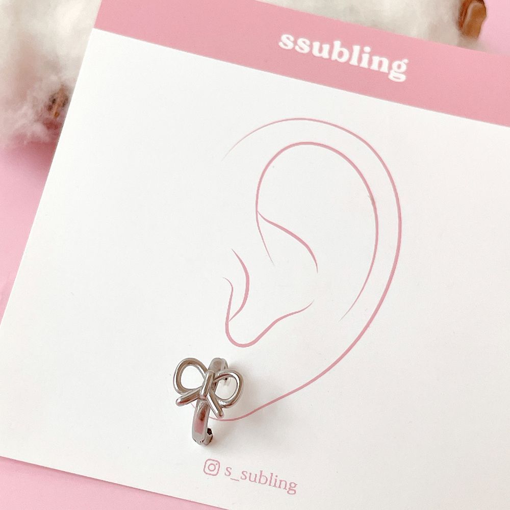 [Fully Surgical] Ribbon One-Touch Ring Earrings 18G 