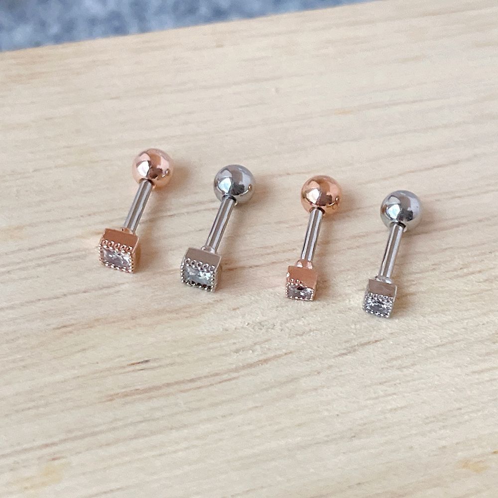 [Surgical] Basic Square Cubic (2 Colors, 2 Sizes) 16G Body Piercing Back Piercing Cartilage Piercing 