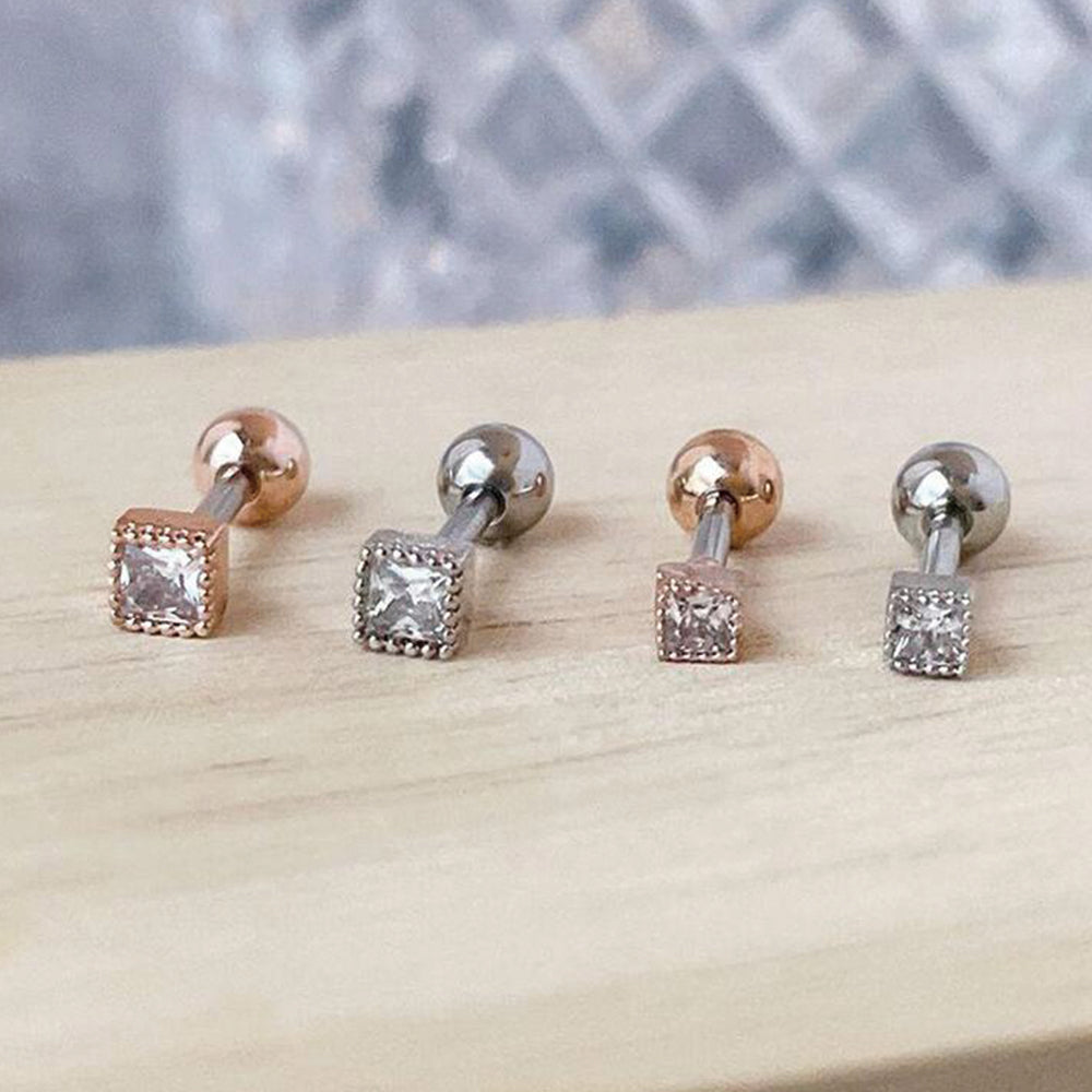 [Surgical] Basic Square Cubic (2 Colors, 2 Sizes) 16G Body Piercing Back Piercing Cartilage Piercing 