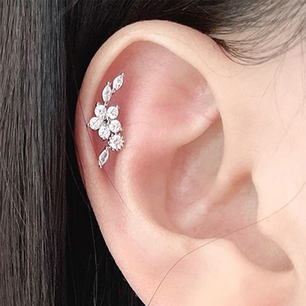 [Surgical] Cubic Flower Long (2 Colors) 16G Body Piercing Back Piercing Cartilage Piercing 