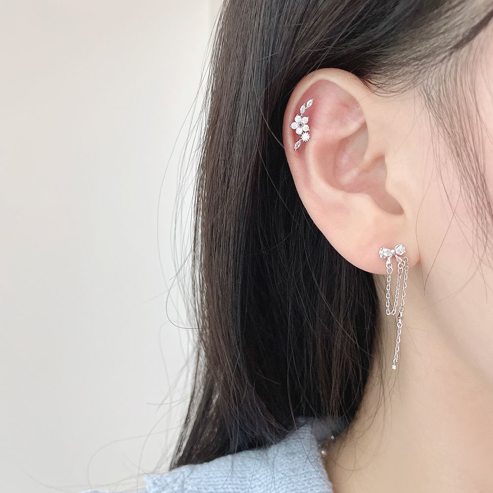 [Surgical] Long Unbalanced Ribbon Chain Drop (2 Colors) 16G Body Piercing Back Piercing Cartilage Piercing 