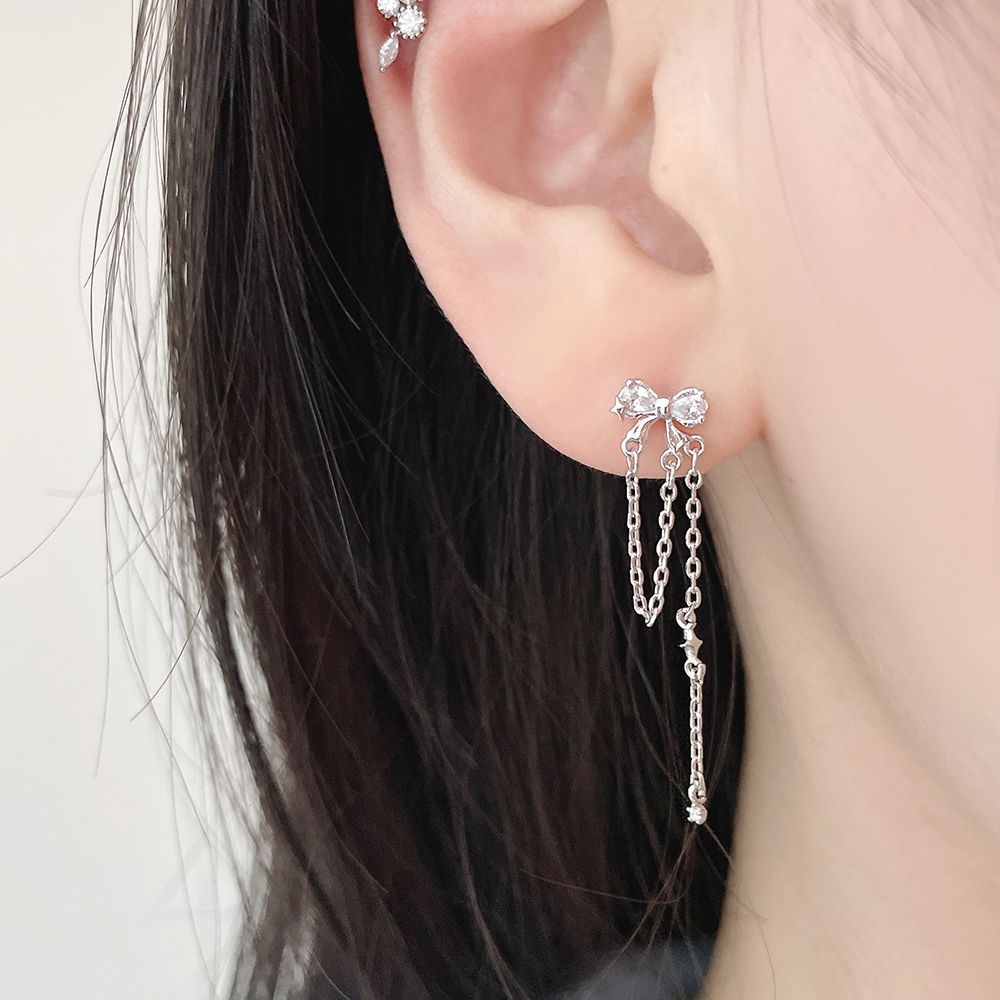 [Surgical] Long Unbalanced Ribbon Chain Drop (2 Colors) 16G Body Piercing Back Piercing Cartilage Piercing 