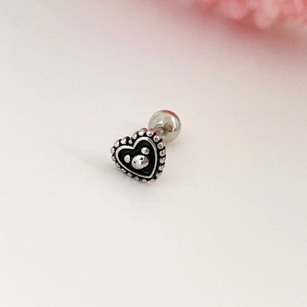 [Surgical] Bear Antique Heart Bear 16G Body Piercing Back Piercing Cartilage Piercing 