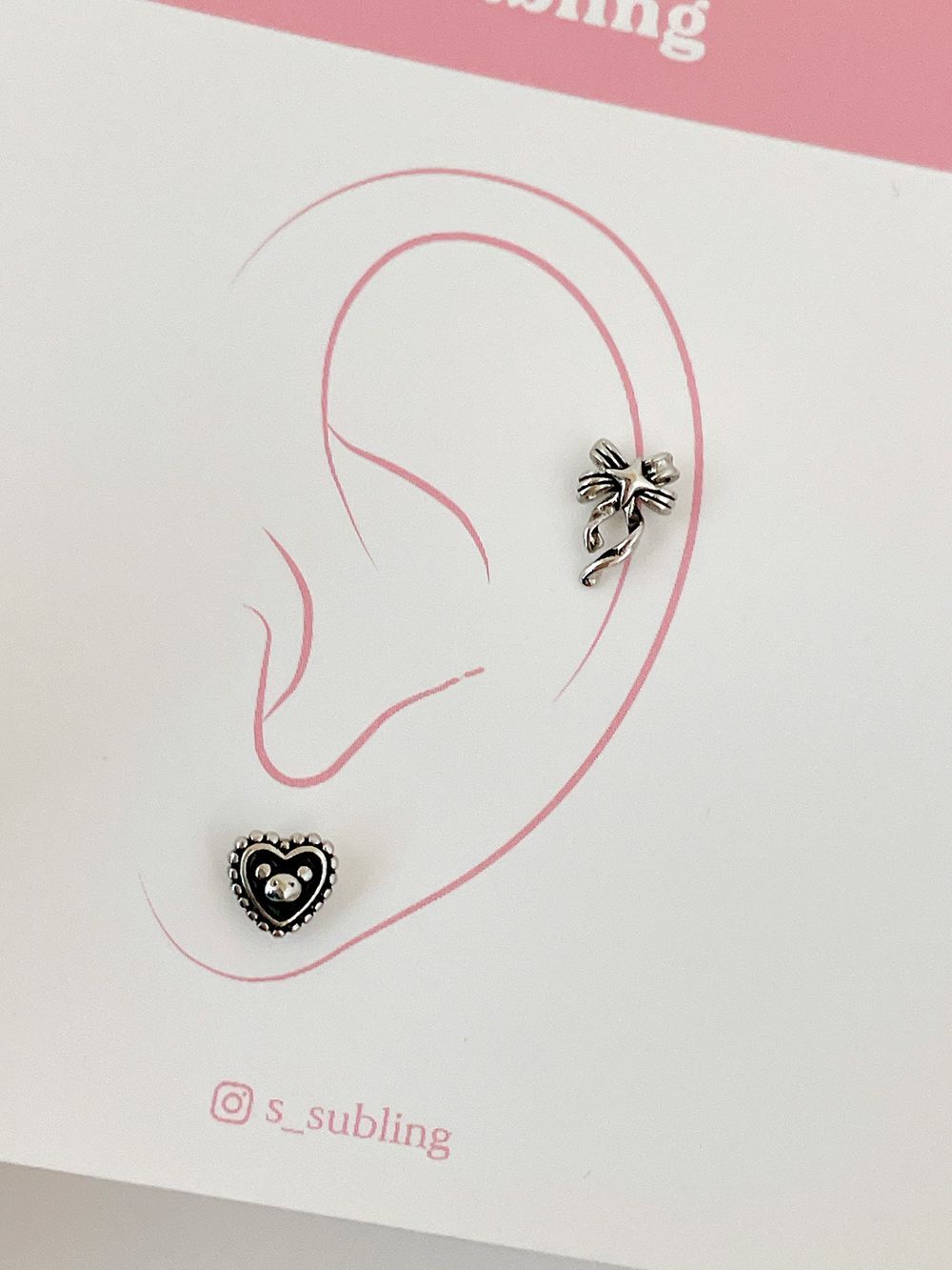 [Surgical] Bear Antique Heart Bear 16G Body Piercing Back Piercing Cartilage Piercing 