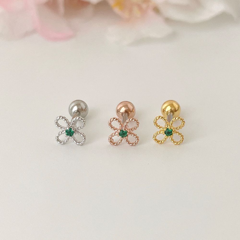[Surgical] Cubic Flower (2 Colors) 16G Body Piercing Back Piercing Cartilage Piercing 