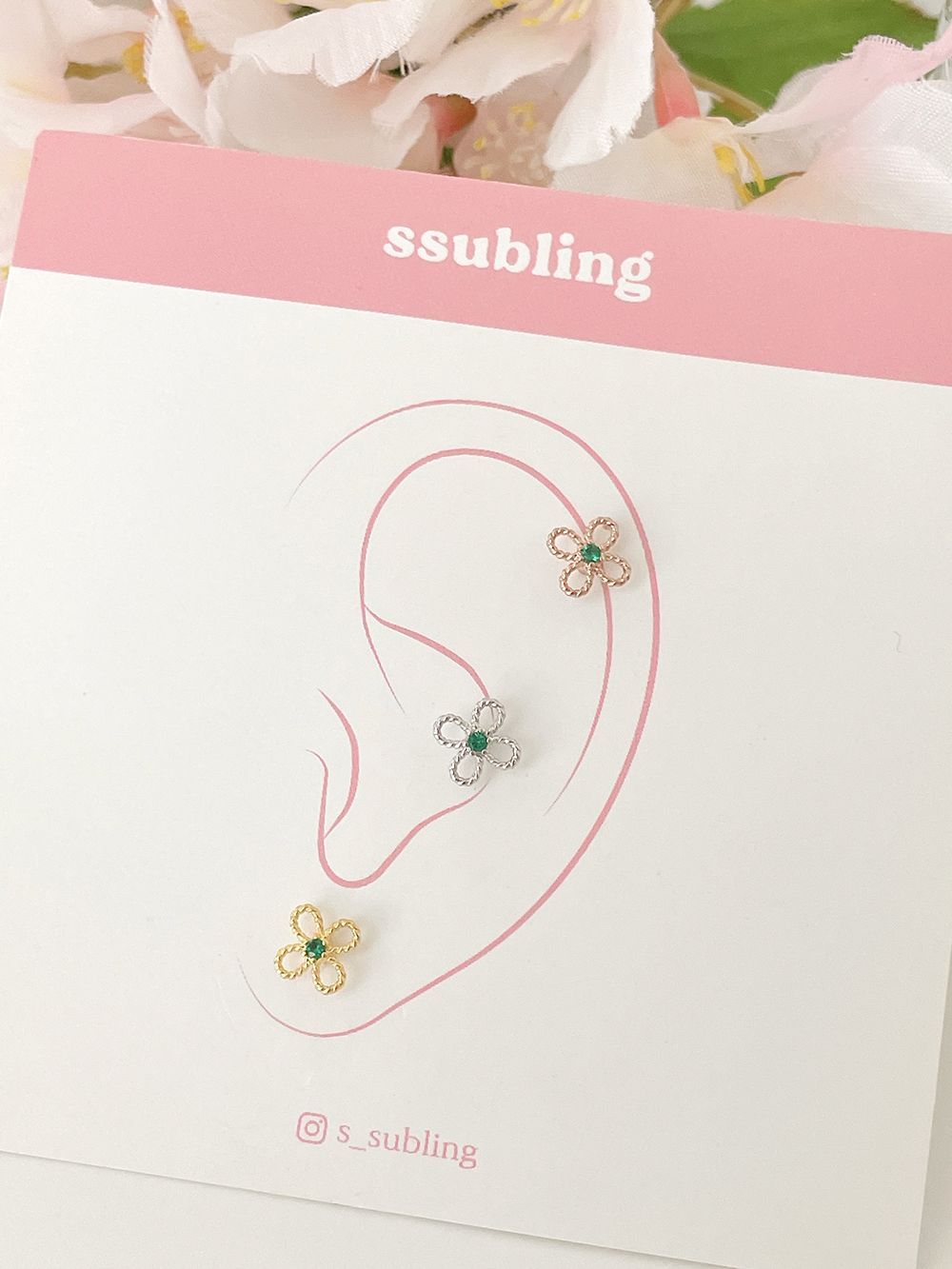 [Surgical] Cubic Flower (2 Colors) 16G Body Piercing Back Piercing Cartilage Piercing 