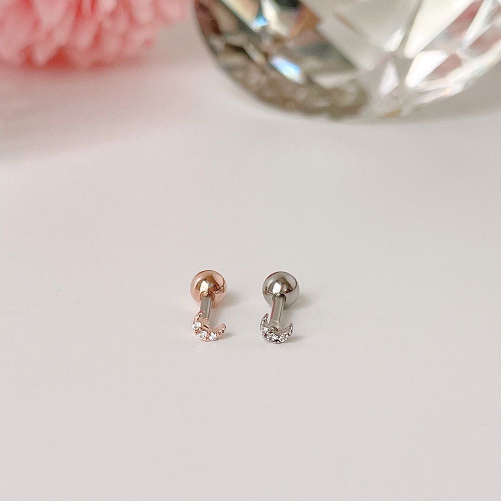 [サージカル]超ミニ 月モチーフ 三日月 ピアス (2Color) 16G ボディピアス キャッチ 軟骨ピアス