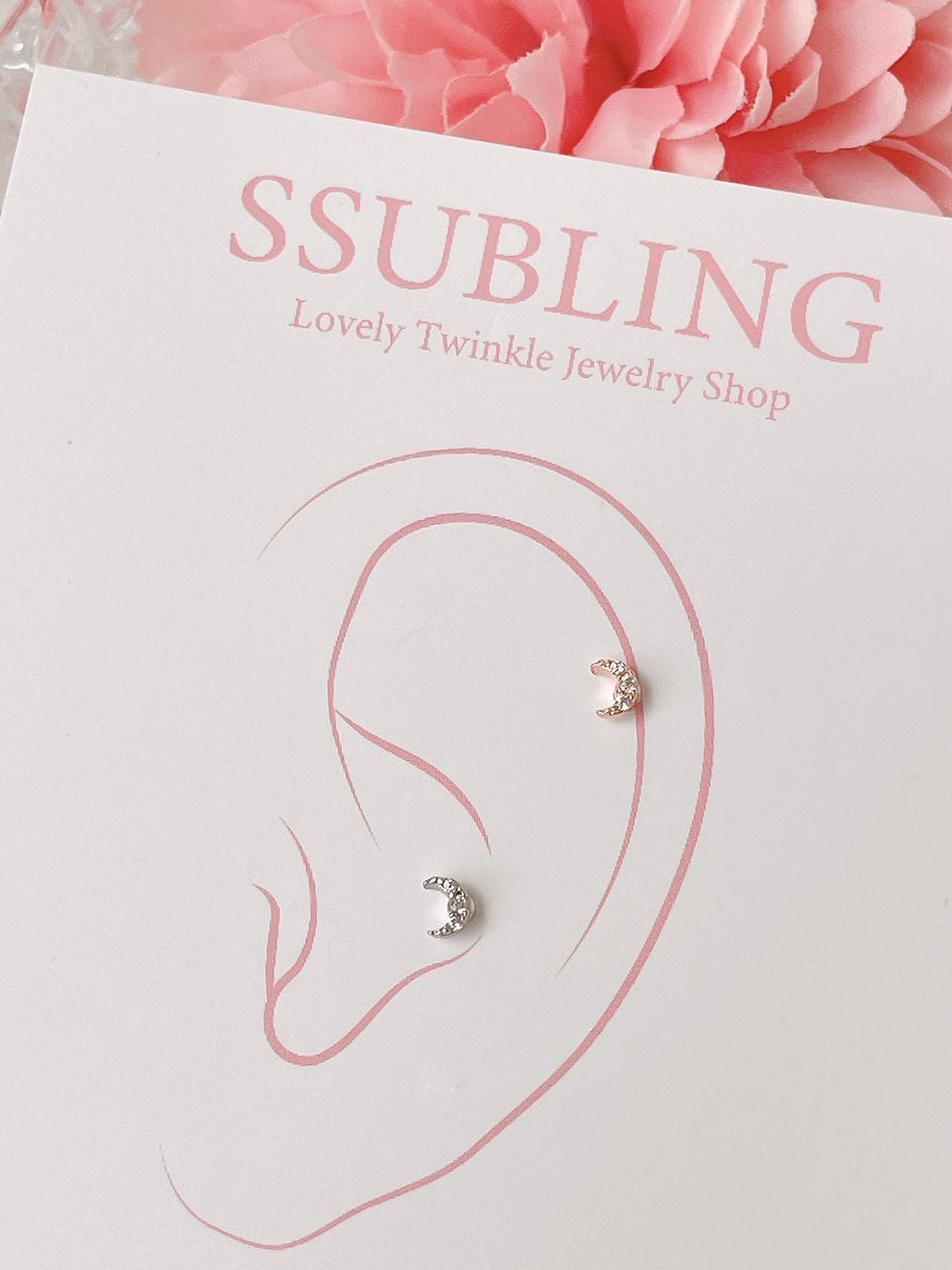 [サージカル]超ミニ 月モチーフ 三日月 ピアス (2Color) 16G ボディピアス キャッチ 軟骨ピアス