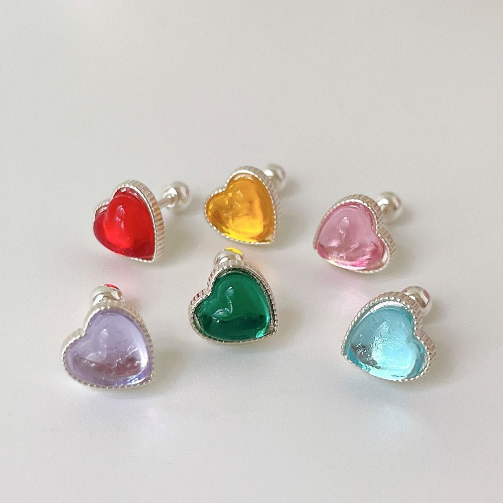 925 Silver]ぷっくりジェリーハートピアス (6Color) 20G ボディ
