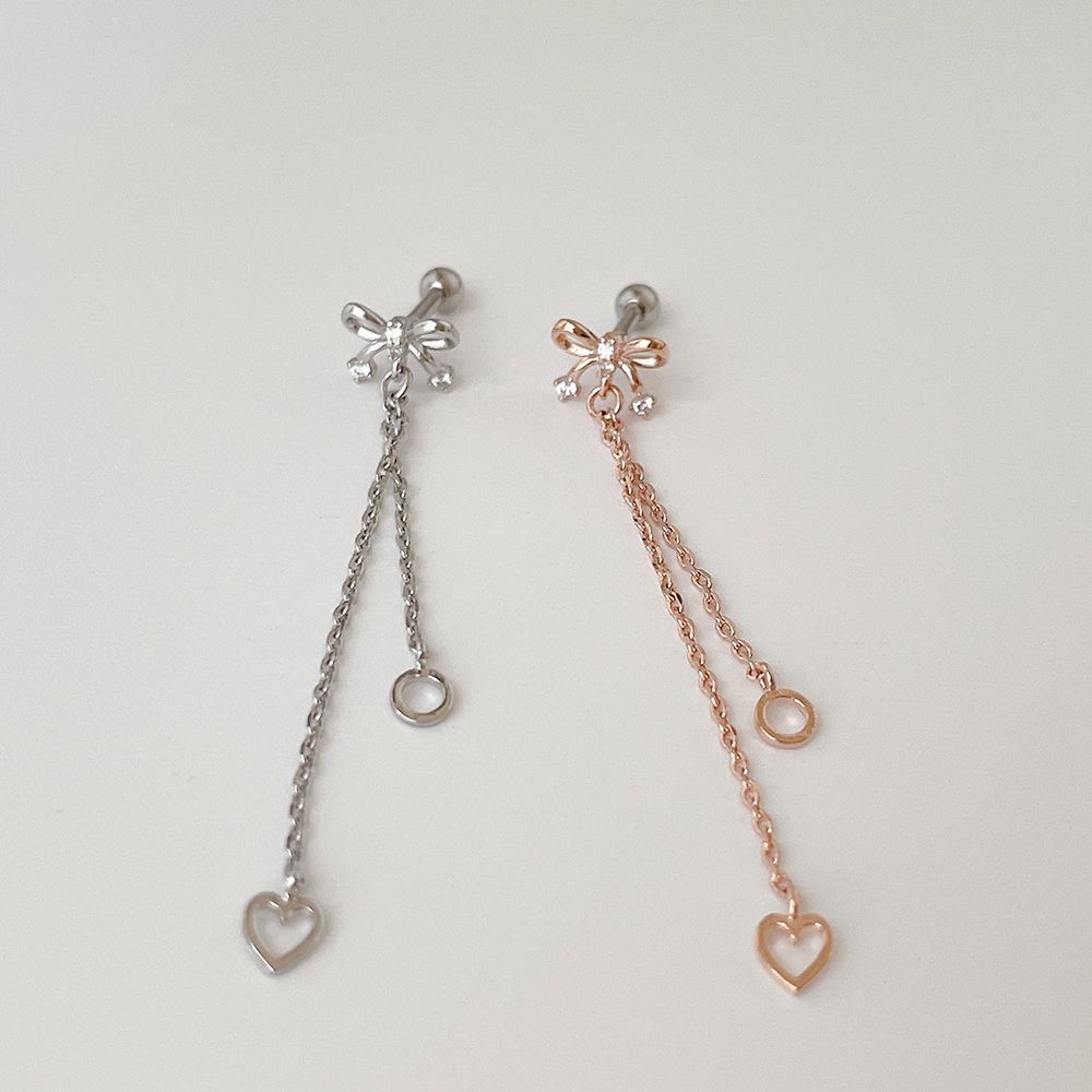 [サージカル]リボン2WAYドロップチャーム  (2Color) 16G ボディピアス キャッチ 軟骨ピアス