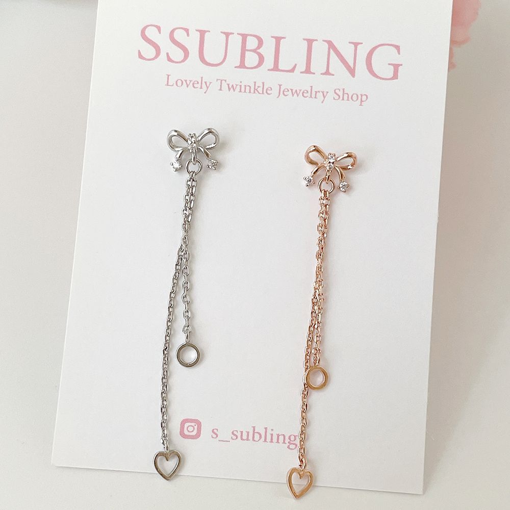 [サージカル]リボン2WAYドロップチャーム  (2Color) 16G ボディピアス キャッチ 軟骨ピアス