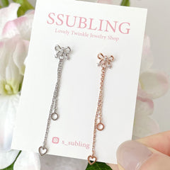 [サージカル]リボン2WAYドロップチャーム  (2Color) 16G ボディピアス キャッチ 軟骨ピアス