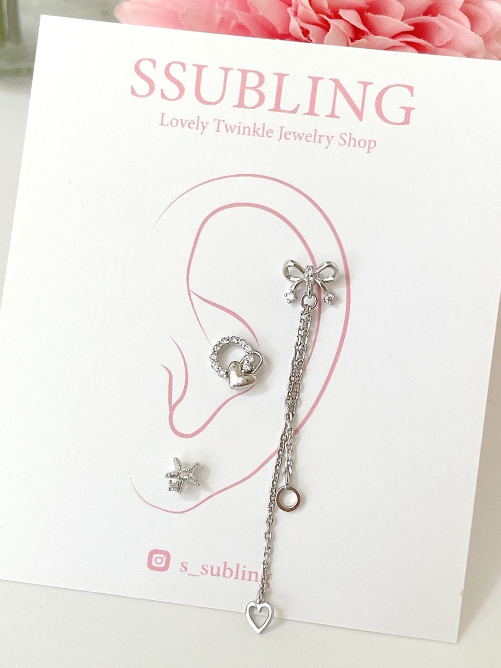 [サージカル]リボン2WAYドロップチャーム  (2Color) 16G ボディピアス キャッチ 軟骨ピアス