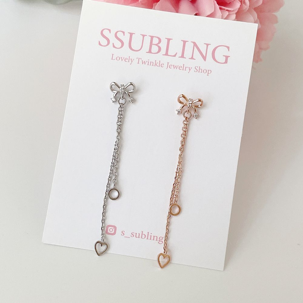 [サージカル]リボン2WAYドロップチャーム  (2Color) 16G ボディピアス キャッチ 軟骨ピアス