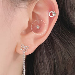 [サージカル]輝くミニスター＆キュービック (2Color) 16G ボディピアス キャッチ 軟骨ピアス