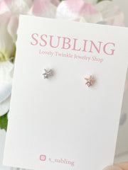 [サージカル]輝くミニスター＆キュービック (2Color) 16G ボディピアス キャッチ 軟骨ピアス