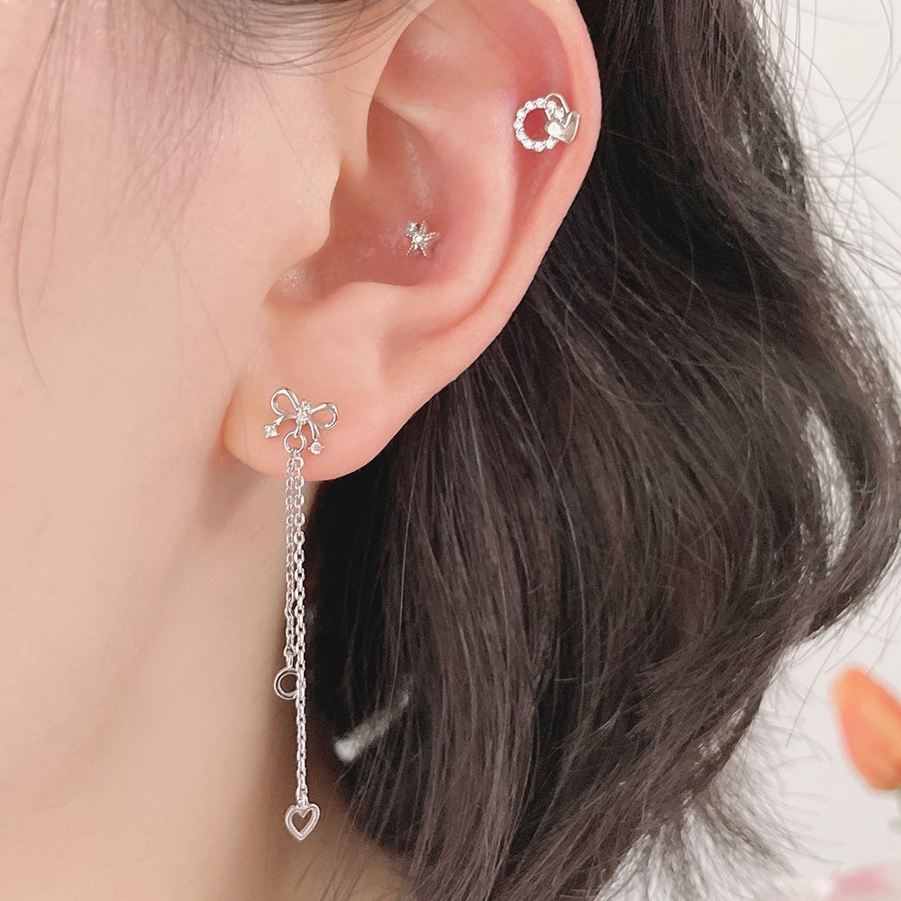 [サージカル]輝くミニスター＆キュービック (2Color) 16G ボディピアス キャッチ 軟骨ピアス
