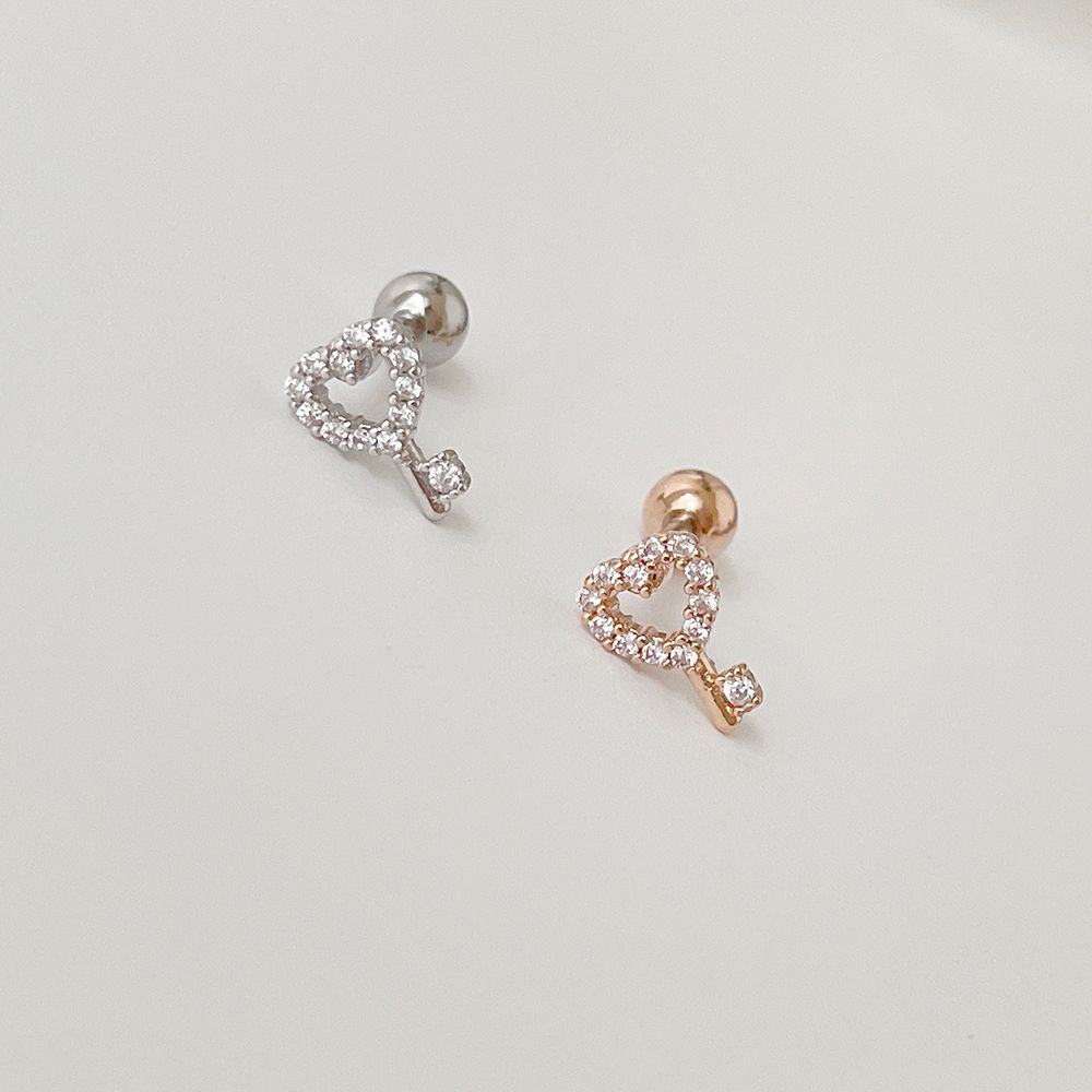 [サージカル]ハートシェイプキー 鍵 (2Color) 16G ボディピアス キュービック