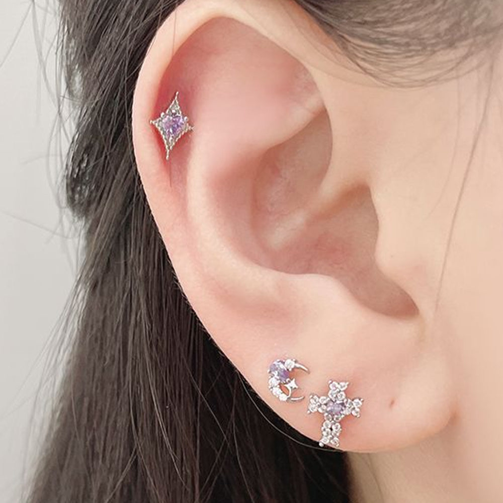 maumaumau♡ カービングピアス♡ サージカル]くまちゃん&ハートピアッシング(2Type) 16G 韓国