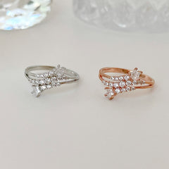 スパークルスター × ツインライン きらめくキュービックリング レディース指輪 / 星モチーフ / ビジュー / シルバー ローズゴールド