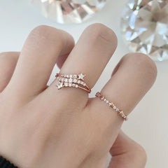 [925 Silver] Line Star Double Layered Ring (2 Colors) 