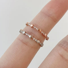 [925 Silver] Line Star Double Layered Ring (2 Colors) 