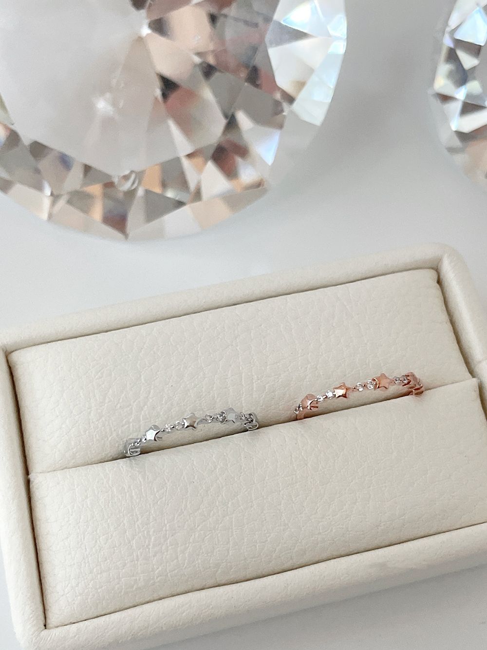 [925 Silver] Line Star Double Layered Ring (2 Colors) 