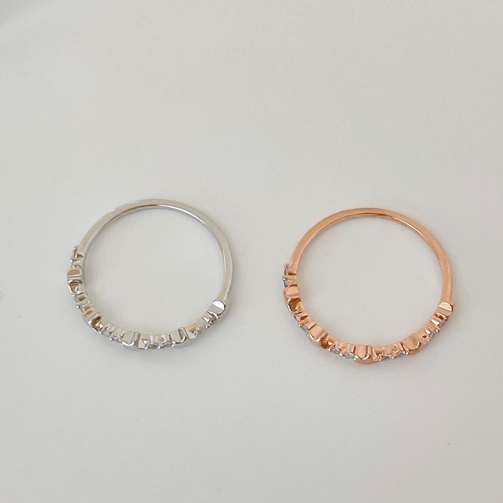 [925 Silver] Line Star Double Layered Ring (2 Colors) 