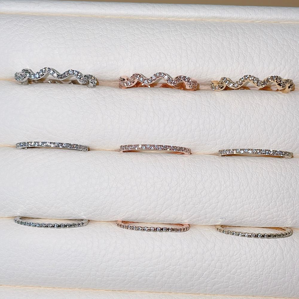 ウェーブ キュービック レイヤード デイリー ボリューム リング (3Color) キュービック 華奢 レイヤード ガードリング シルバー