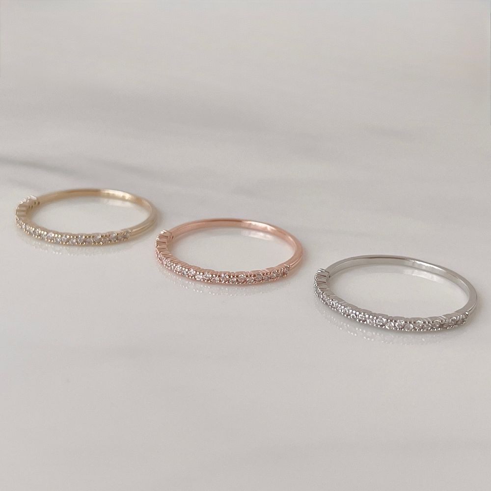 [925 Silver] Line Star Double Layered Ring (2 Colors) 