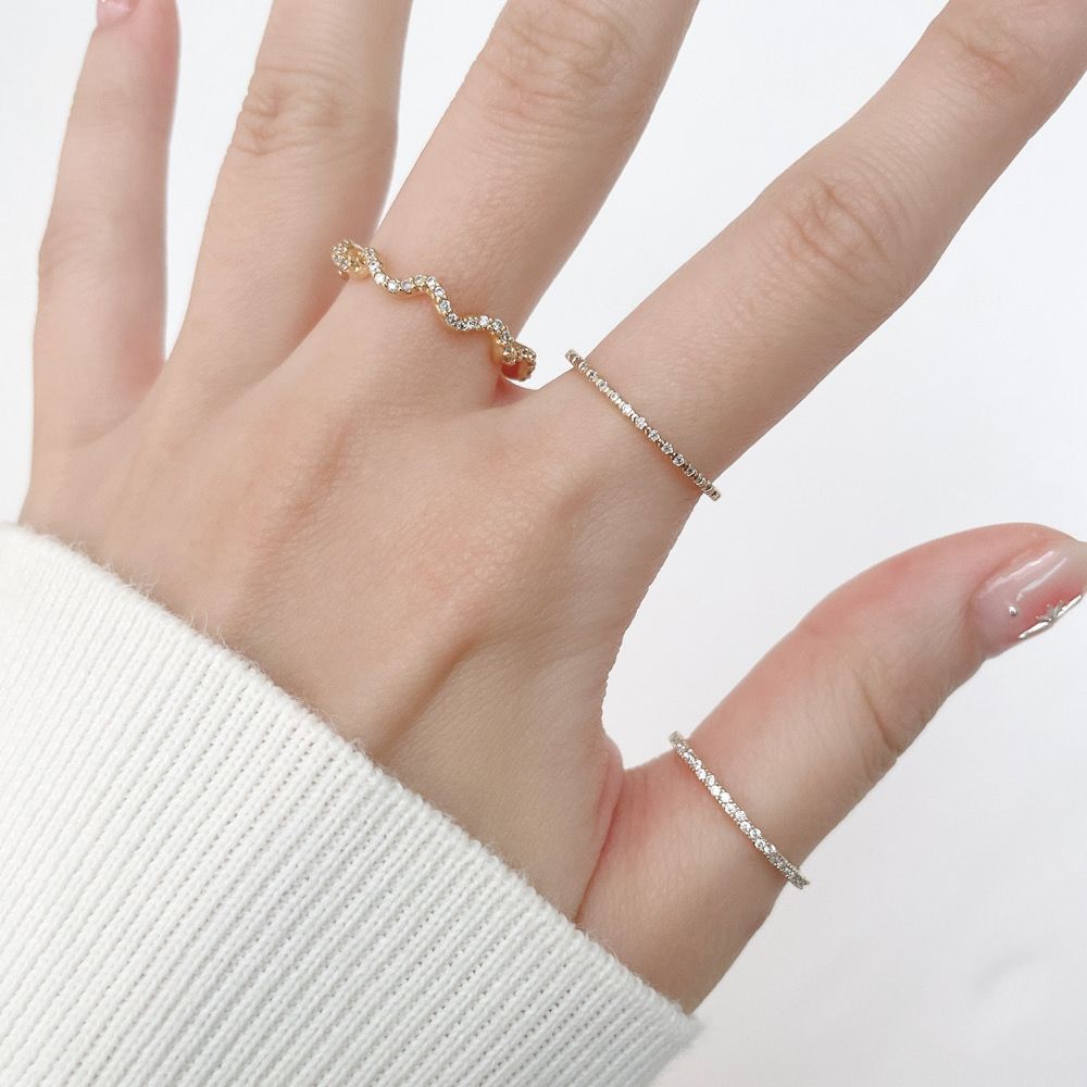 [925 Silver] Line Star Double Layered Ring (2 Colors) 