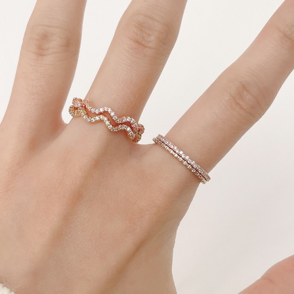 [925 Silver] Line Star Double Layered Ring (2 Colors) 